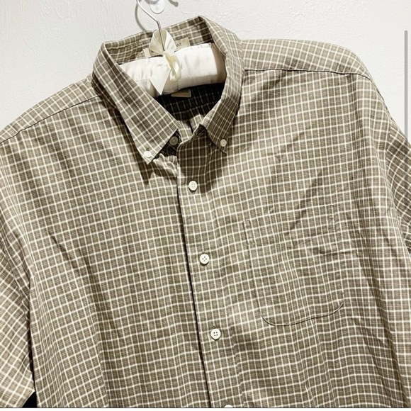 LL BEAN Men’s Green Wrinkle Resistant Plaid LS Button Up Shirt Sz XXL Reg - Picture 2 of 6